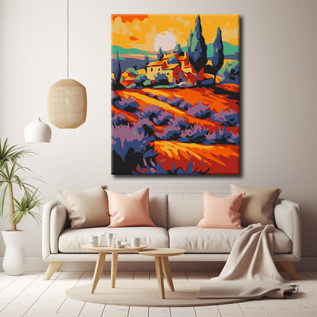 Painting by numbers Tuscany village in the morning