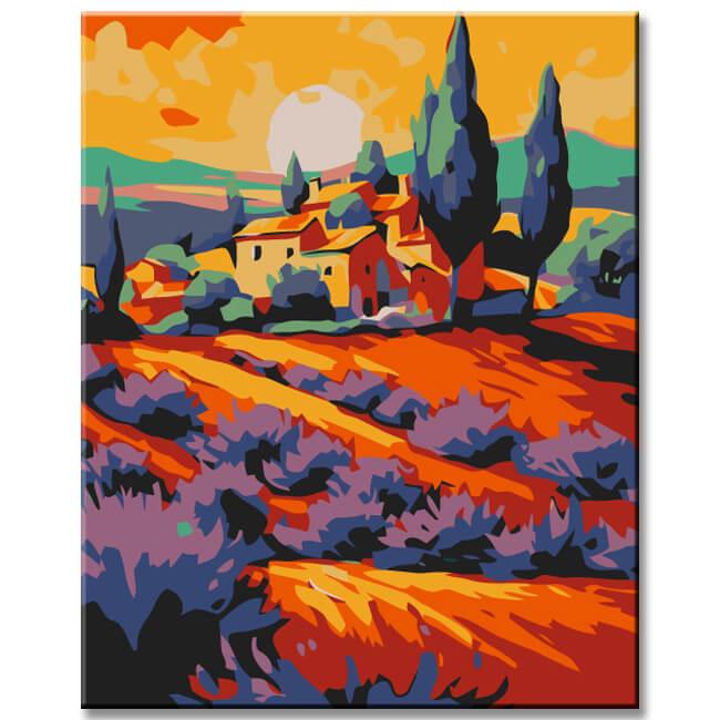 Painting by numbers Tuscany village in the morning
