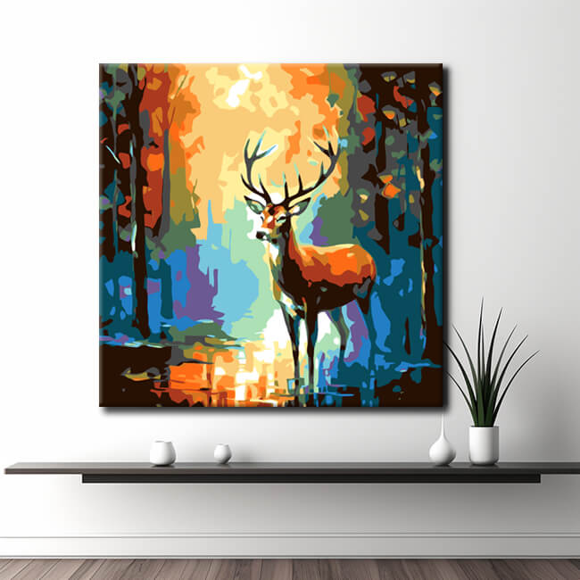 Painting by numbers deer portrait forest