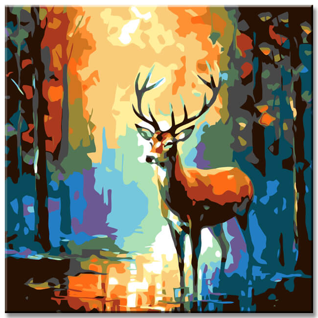 Painting by numbers deer portrait forest
