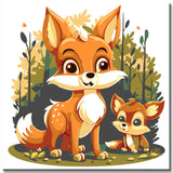 Painting by numbers for children Fox family