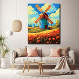 Painting by numbers windmills flowers landscape