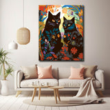 Painting by Numbers Black Cats Flowers