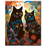Painting by Numbers Black Cats Flowers