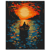 Rowing Boat Sunset Painting by Numbers