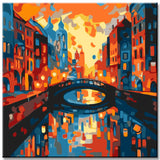 Painting by numbers harbor town with bridge