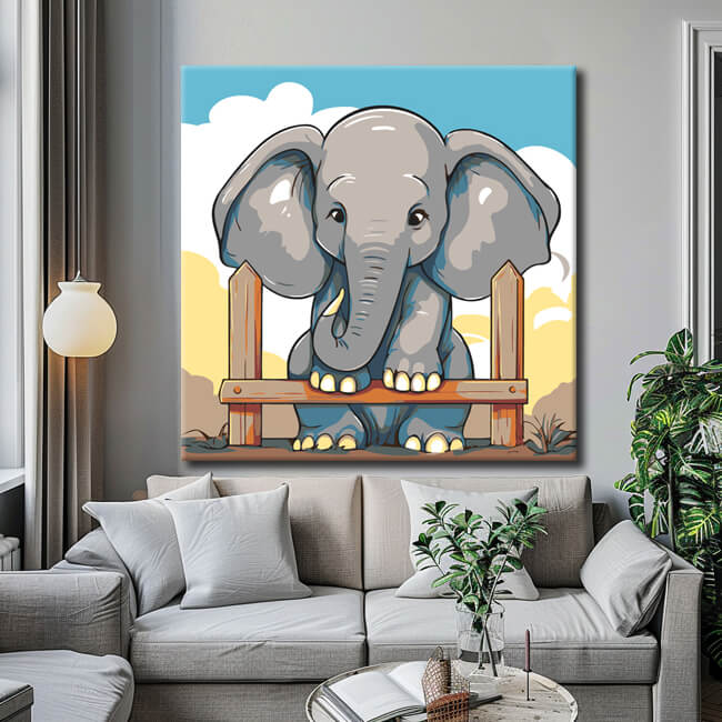 Paint by Numbers Elephant Comic Art