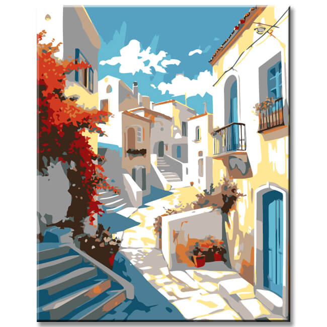 Paint by Numbers Santorini Painting