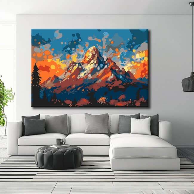 Painting by Numbers Mountains in The Sunset