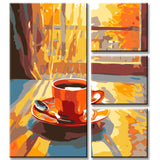Colored Still Life Art Coffee Cup Painting by Numbers 4 Panel
