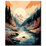 Painting by numbers - wilderness landscape in bright colors