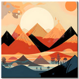 Paint by Numbers - Minimalist Landscape Poster with Mountains and Sun