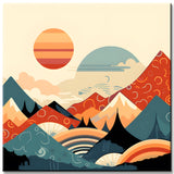 Paint by Numbers Poster with Mountains and a Sunset