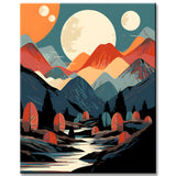 Paint by Numbers - Minimalist Landscape with Mountain Scene at Night