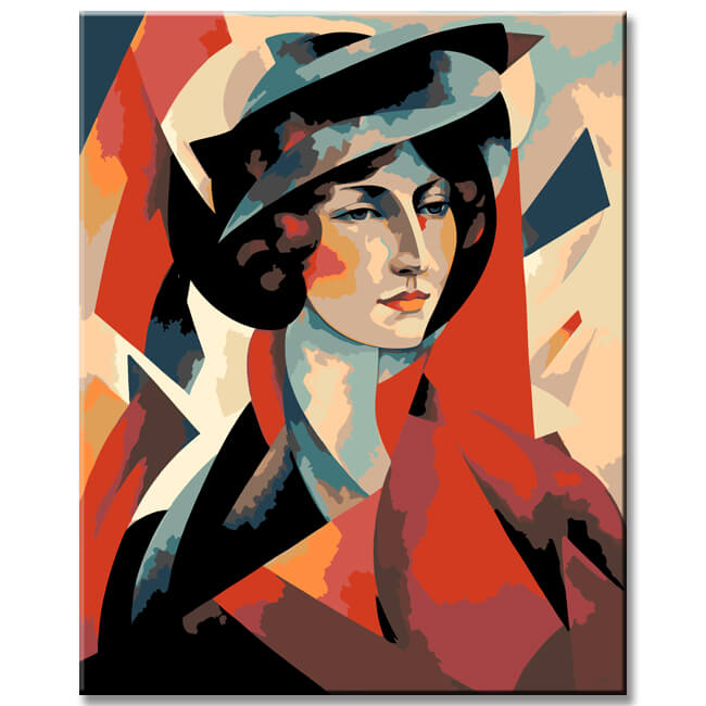 Painting by numbers - retro portrait of the 40s-50s in Lyubov Popova style