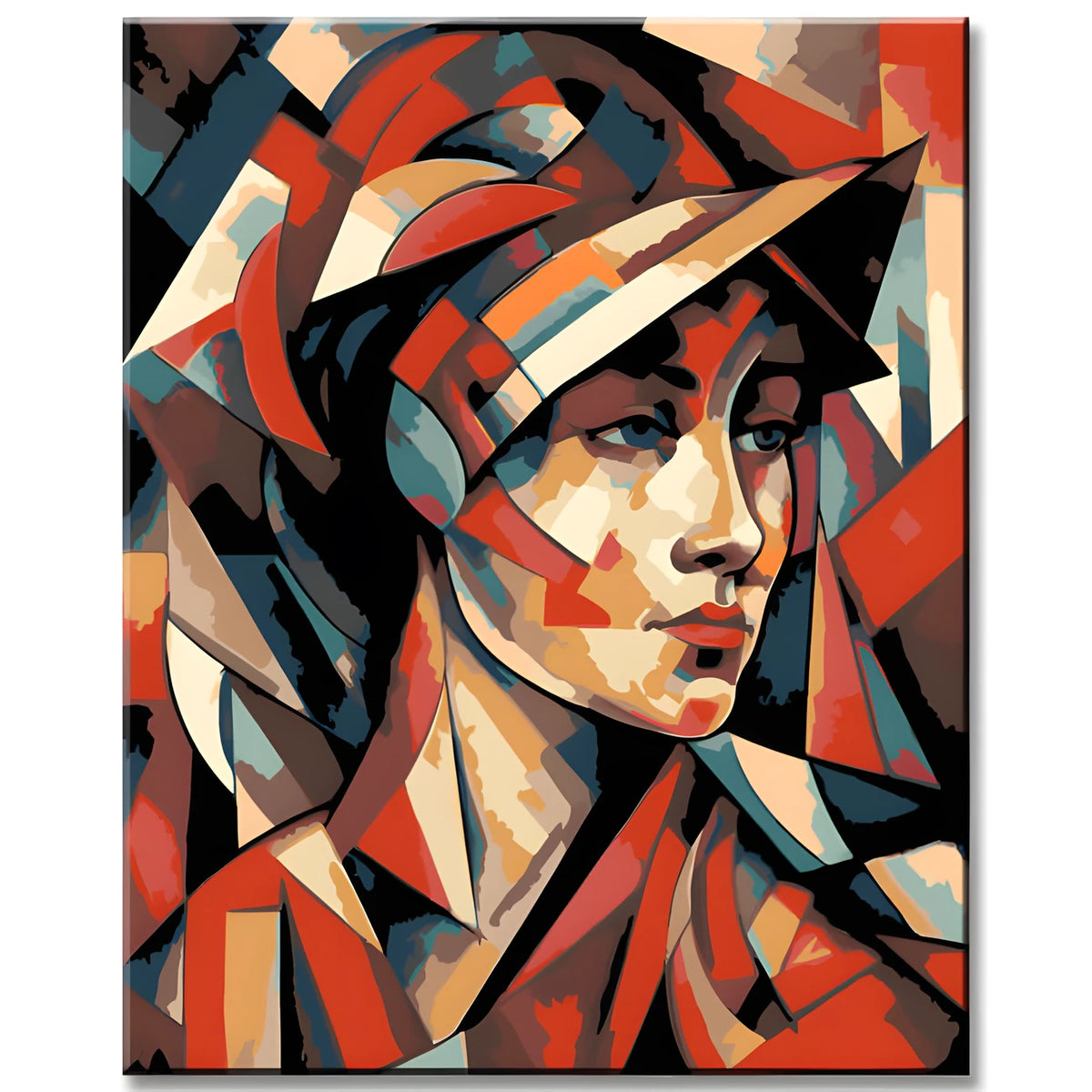 Painting by Numbers Retro Portrait of The 40S-50S in Abstract Popova Style
