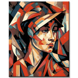 Painting by Numbers Retro Portrait of The 40S-50S in Abstract Popova Style