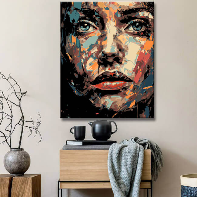 Painting by numbers - Abstract macro portrait of a woman