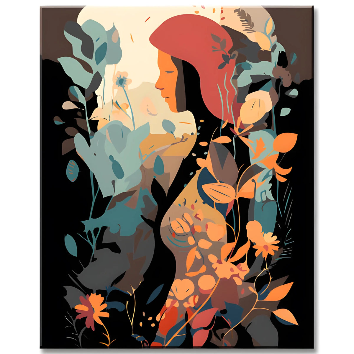 Graceful woman amidst the floral splendor Paint by numbers