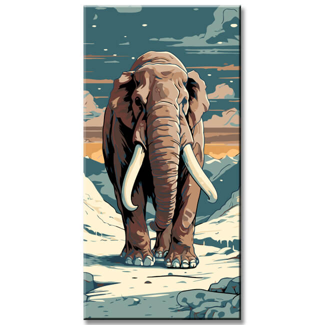 Painting by numbers elephant snow landscape