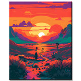 Romantic Desert Scene At Sunset Painting by Numbers