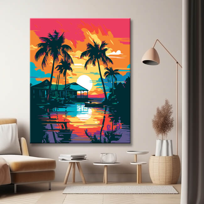 Lively island paradise painting by numbers - shipping from DE