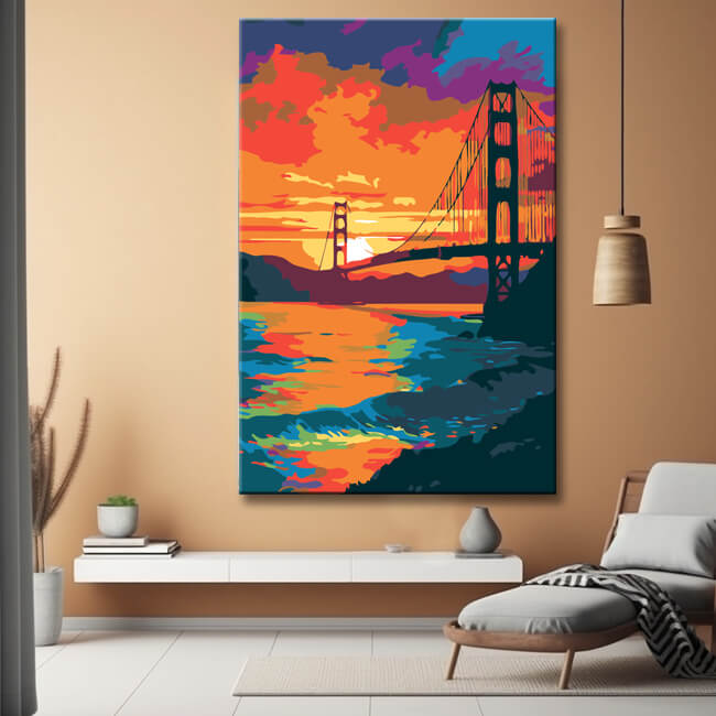 Sunset Golden Gate Bridge Painting by Numbers - Shipping from DE