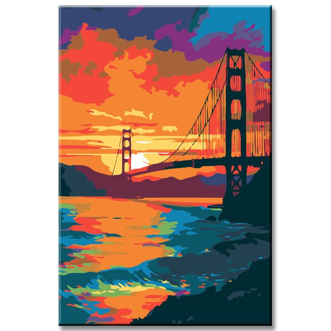 Sunset Golden Gate Bridge Painting by Numbers - Shipping from DE