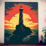 Lighthouse on mountain top - painting by numbers