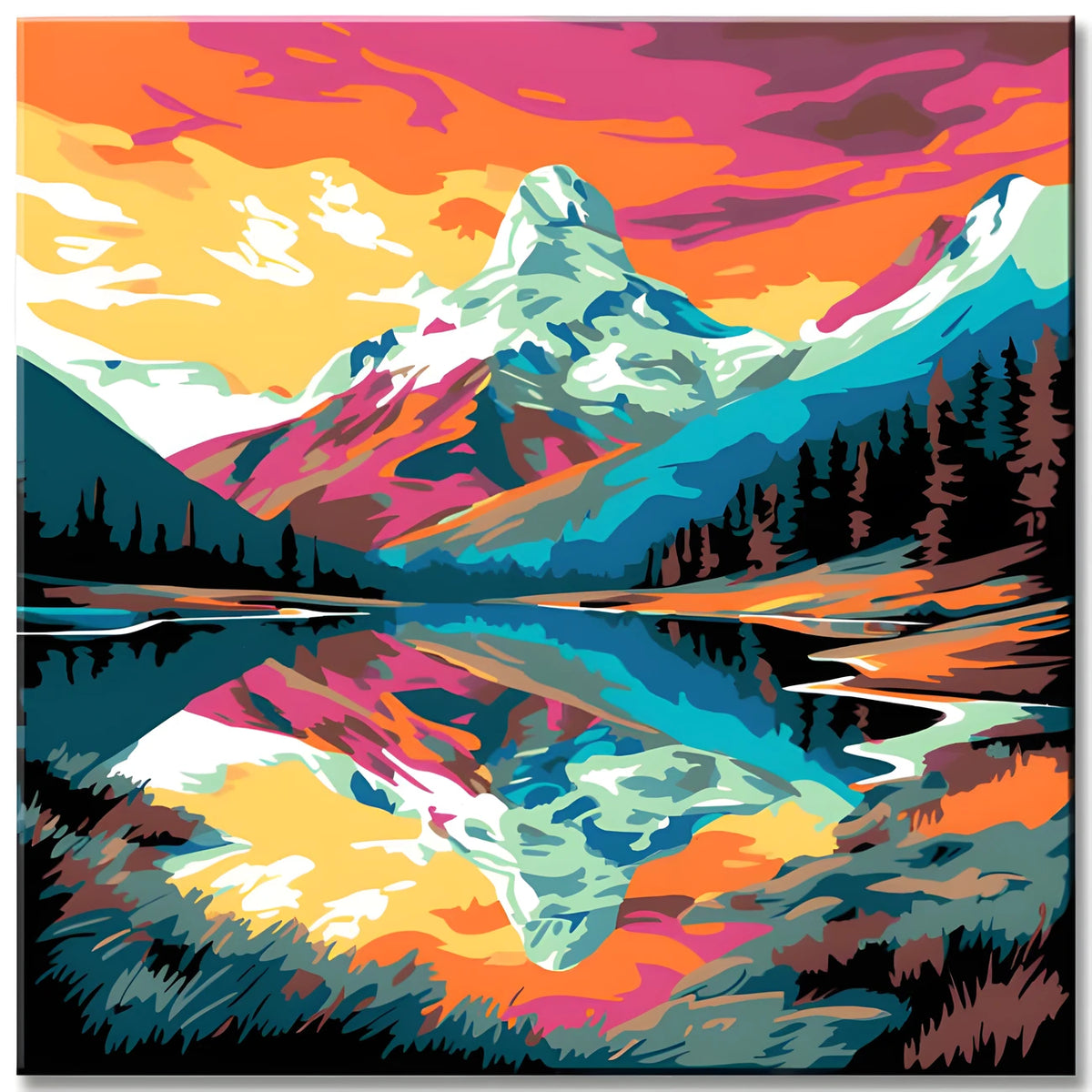 Mountain Lake idyll Painting by Numbers