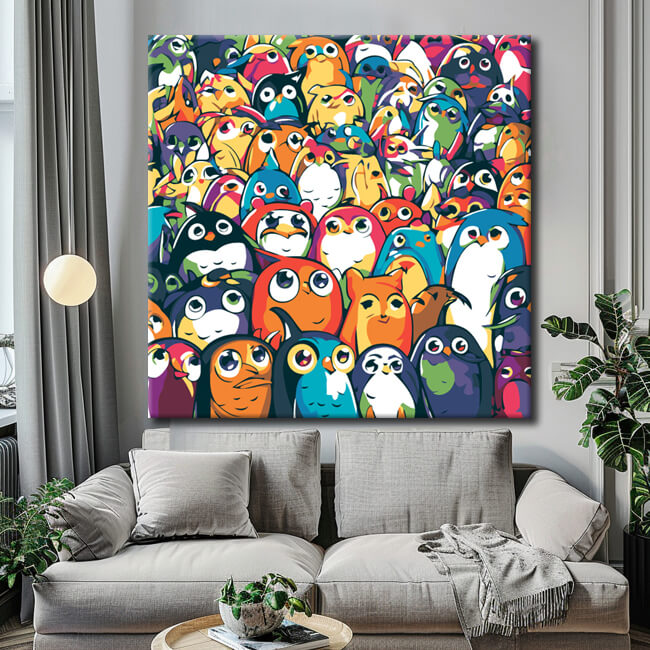Paint by Numbers Kawaii Penguins