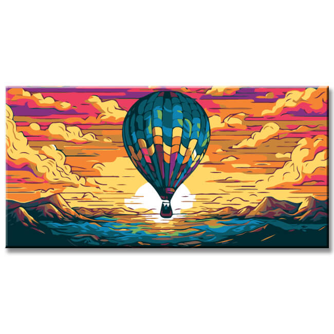 Paint by numbers hot air balloon in Van Gogh style