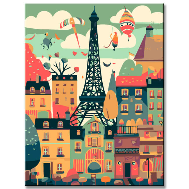 Painting by Numbers Illustration Paris Eiffel Tower