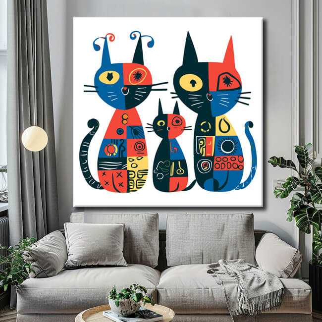 Painting by numbers 3 colorful cats