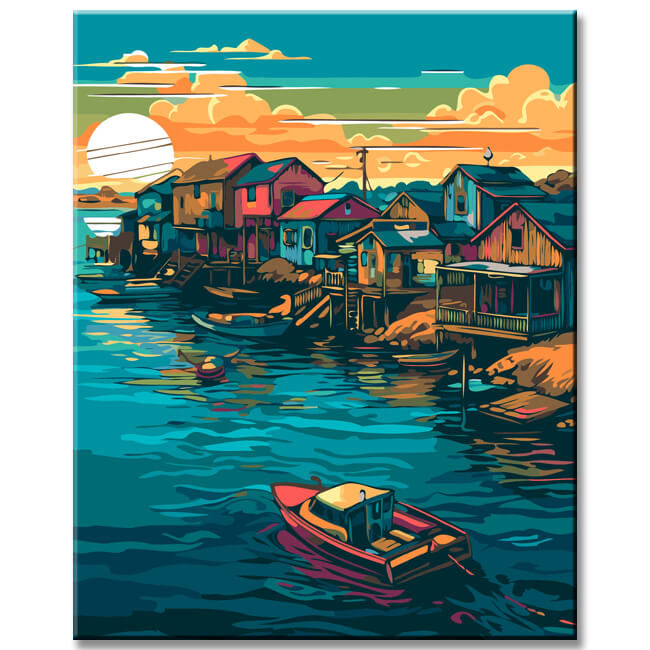 Norwegian Fjord Painting by Numbers Sunset - Shipping from DE