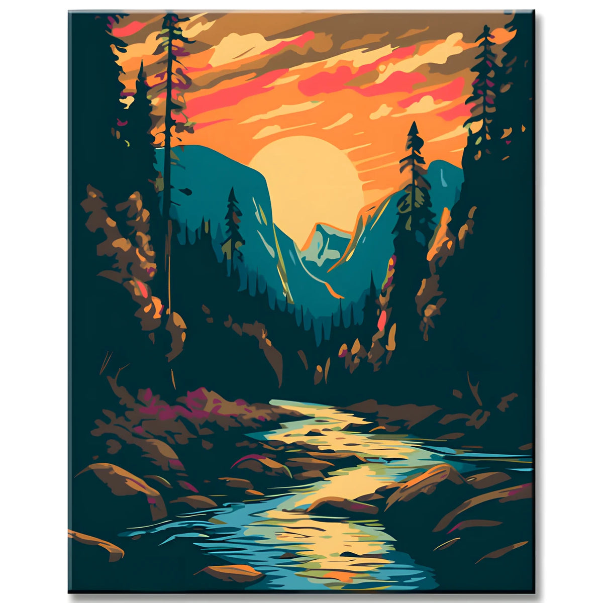 River  in Yosemite Painting by Numbers