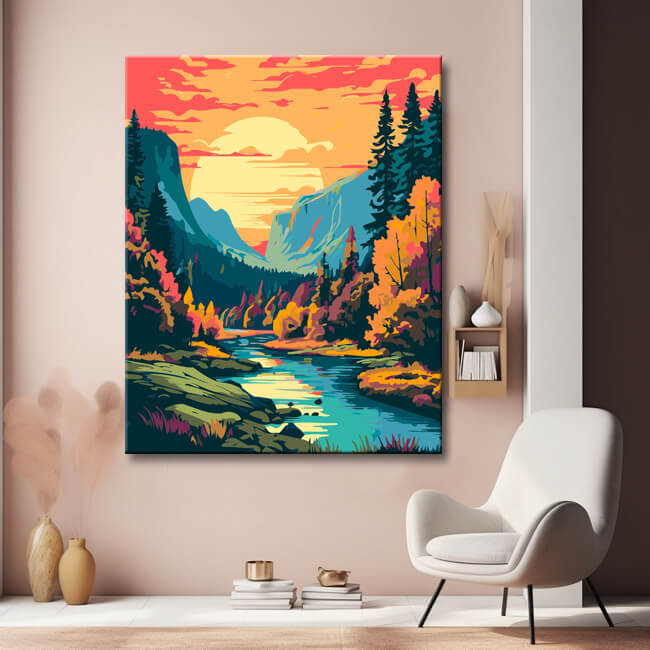 Picturesque Yosemite Lake Landscape - Painting by Numbers - Shipping from DE
