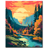 Picturesque Yosemite Lake Landscape Painting by Numbers