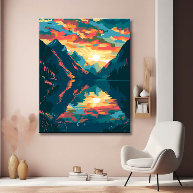 Magical lake landscape: painting by numbers - shipping from DE