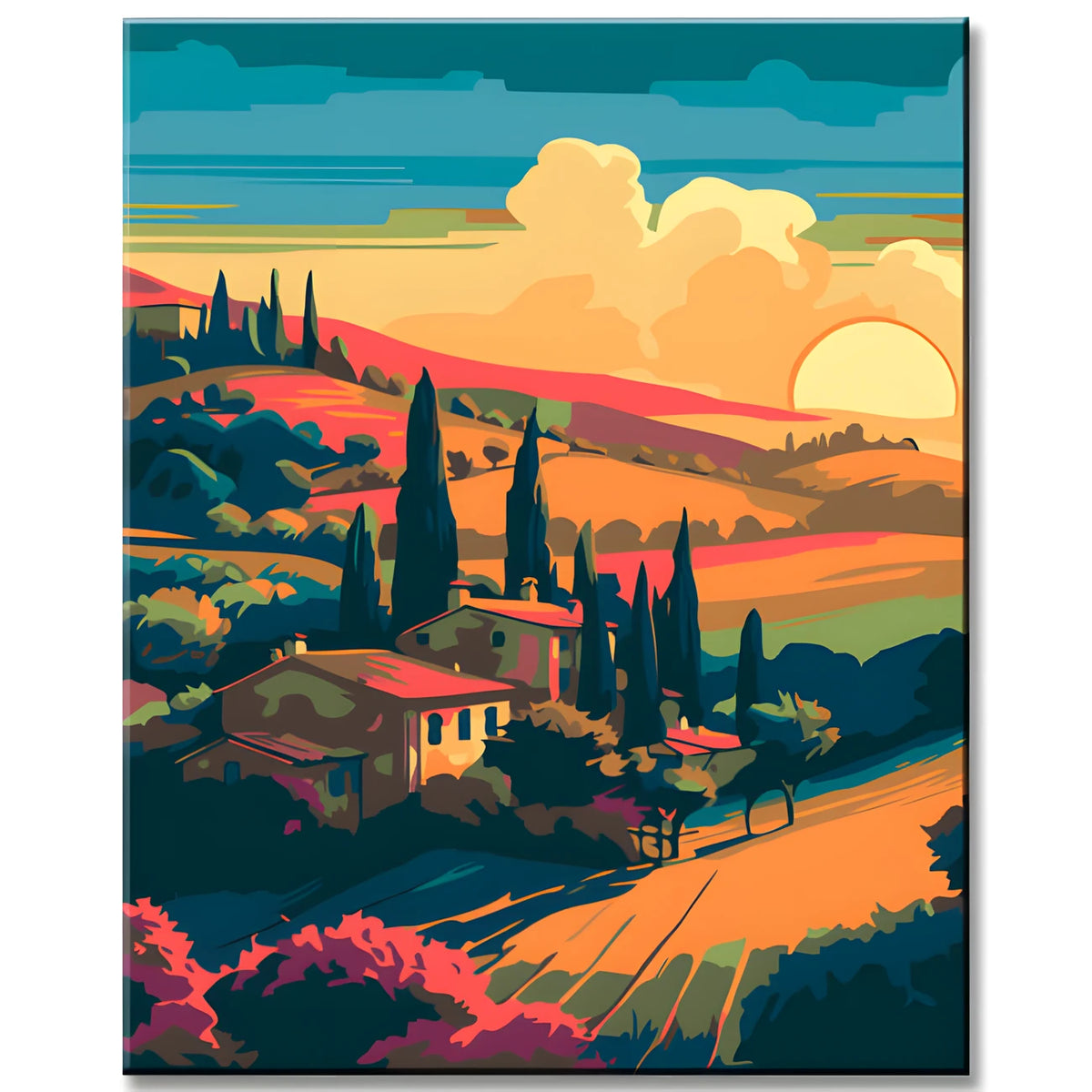 Paint by Numbers Landscape Painting Colorful Tuscany