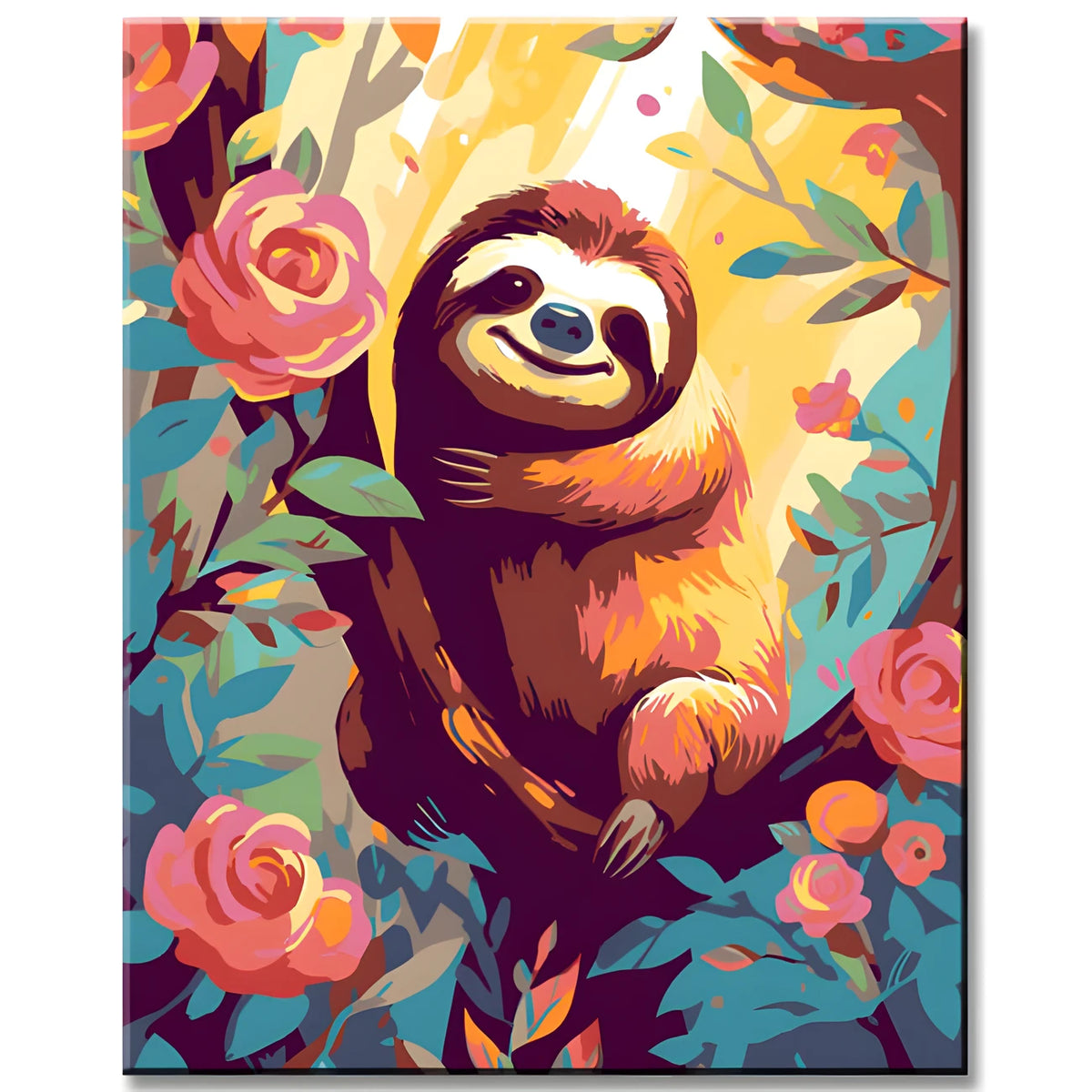 Colorful Sloth on The Tree Painting by Numbers