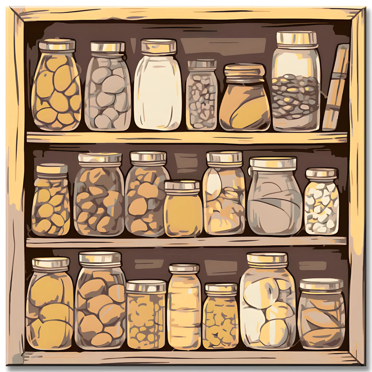 Shelf with storage jars - Paint by numbers