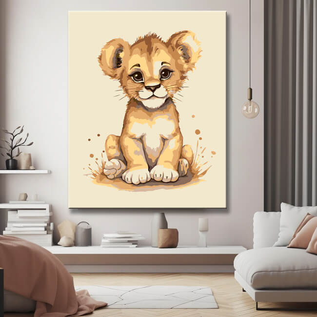 Smiling Lion Cub - Painting by Numbers