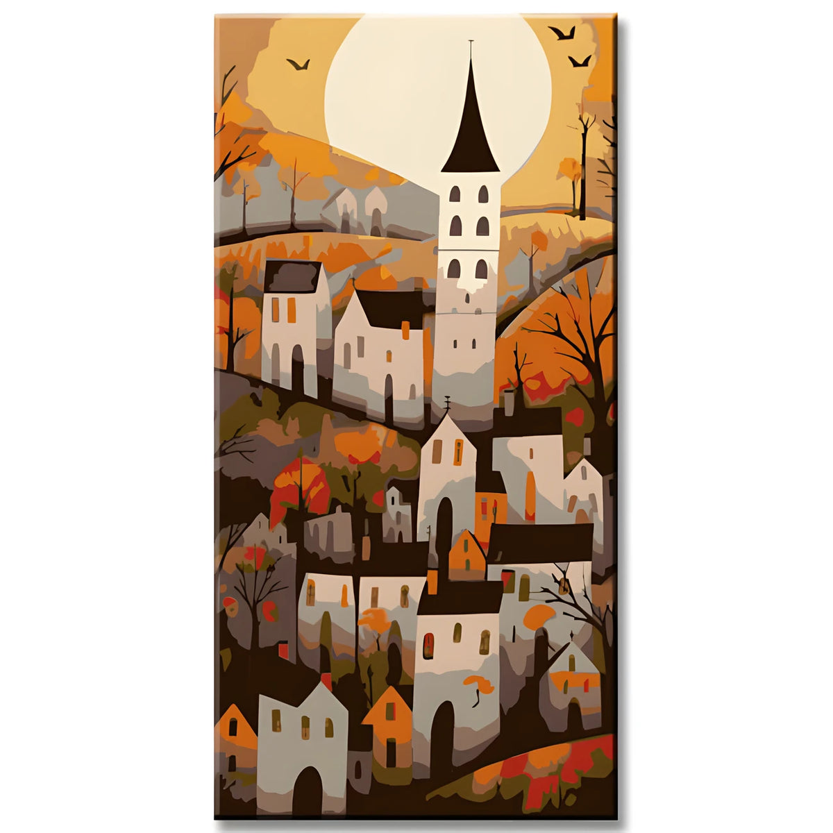 White Village Panorama - Paint by Numbers Artwork