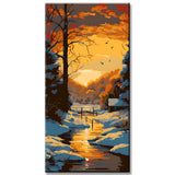 Snowy Landscape Stream - Paint by Numbers