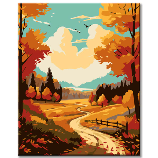 Painting by Numbers Autumn Landscape Scene