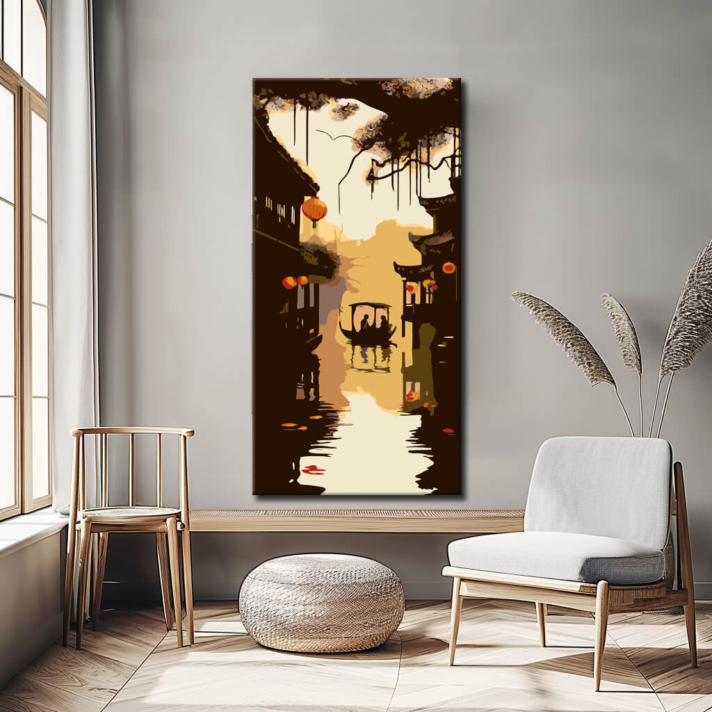 Paint by Numbers Asian Village Illustration