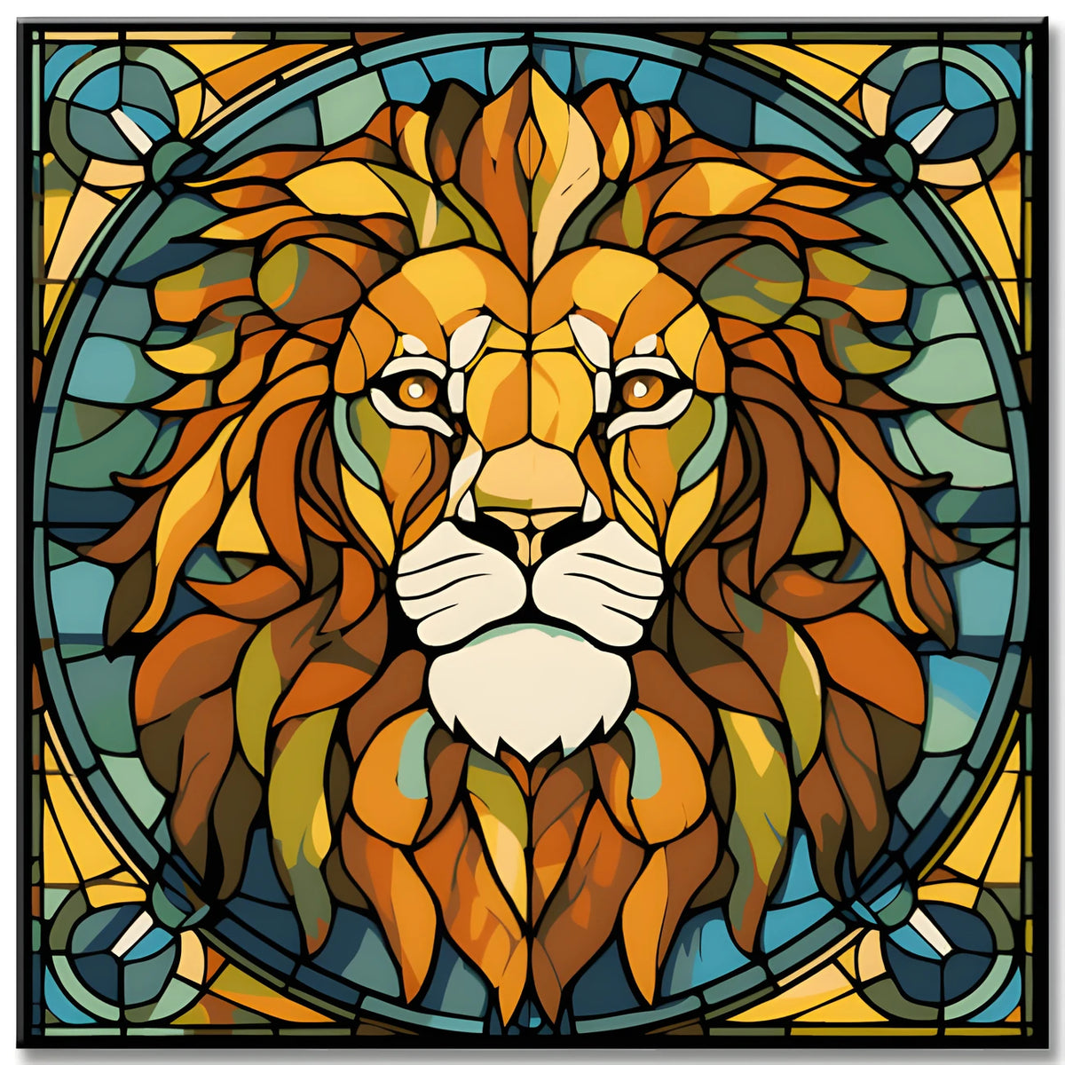Painting by Numbers Lion Head Tiffany Glass Art