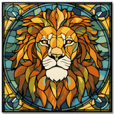 Painting by Numbers Lion Head Tiffany Glass Art