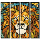 Paint by Numbers Lion Head Tiffany Stained Glass Art 4-panel